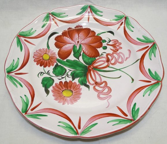 -JOLI GRAND PLAT CERAMIQUE FAÏENCE DES ISLETTES  A DECOR DE BOUQUET DE FLEURS  D