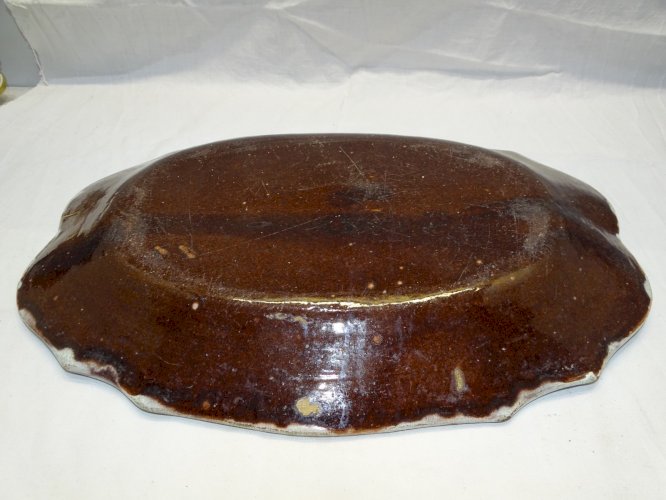 -JOLI GRAND PLAT CUL NOIR XVIII/XIXe FORGES LES EAUX ROUEN COLLECTION DECO    D