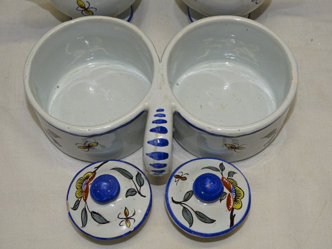 -JOLI HUILIER/VINAIGRIER ANCIEN CERAMIQUE FLEURIE NON SIGNE COLLECTION déco    D