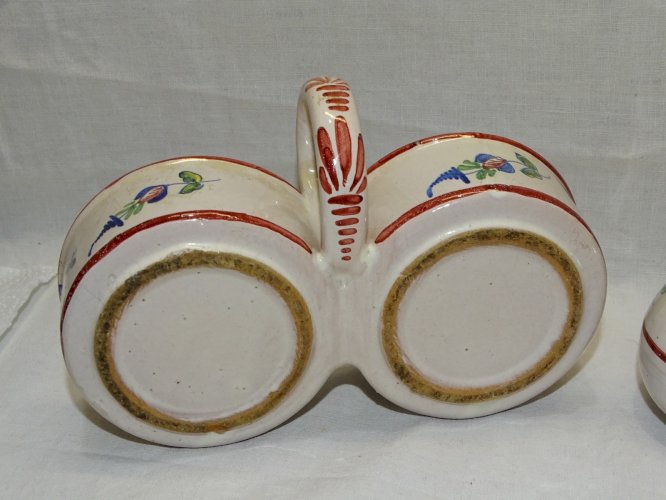-JOLI HUILIER/VINAIGRIER ANCIEN CERAMIQUE FLEURIE NON SIGNE COLLECTION déco    D