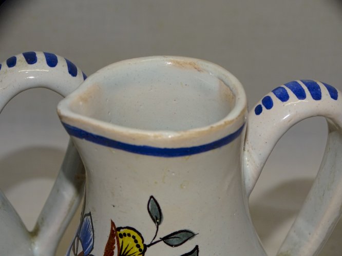 -JOLI HUILIER/VINAIGRIER ANCIEN CERAMIQUE FLEURIE NON SIGNE COLLECTION déco    D