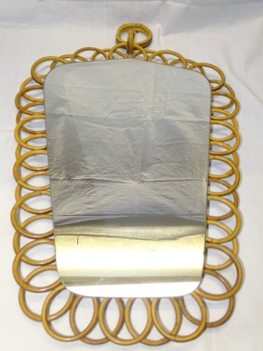 -JOLI MIROIR MURAL VINTAGE TOUR OSIER Tressé MAIN  COLLECTION DECO XXe    D