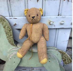 Joli OURS EN PELUCHE ancien INT PAILLE MEMBRES ARTICULÉS TEDDY Ht 30 cm bel état