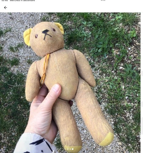 Joli OURS EN PELUCHE ancien INT PAILLE MEMBRES ARTICULÉS TEDDY Ht 30 cm bel état