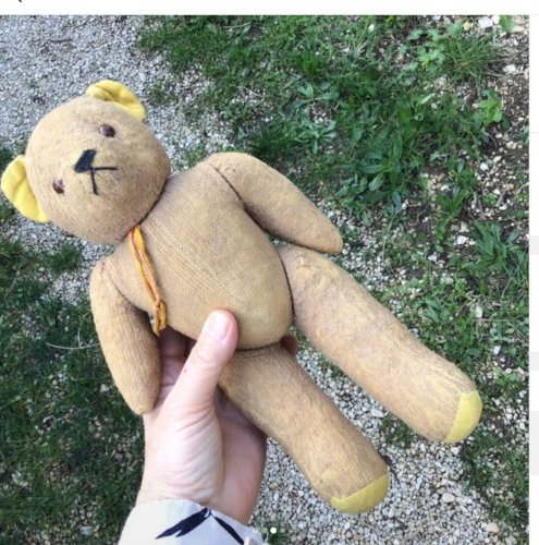 Joli OURS EN PELUCHE ancien INT PAILLE MEMBRES ARTICULÉS TEDDY Ht 30 cm bel état