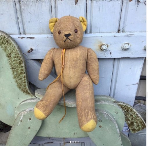 Joli OURS EN PELUCHE ancien INT PAILLE MEMBRES ARTICULÉS TEDDY Ht 30 cm bel état