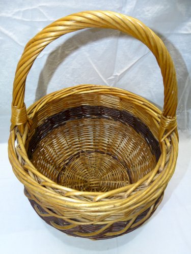 -JOLI PANIER  EN OSIER TRESSE ROND et BI COLORE PANIER pour COURSES au MARCHE  D