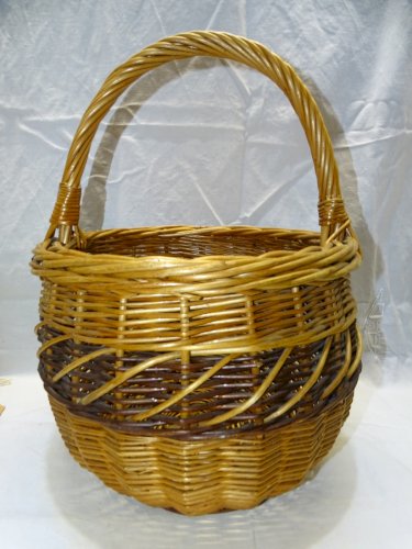 -JOLI PANIER  EN OSIER TRESSE ROND et BI COLORE PANIER pour COURSES au MARCHE  D
