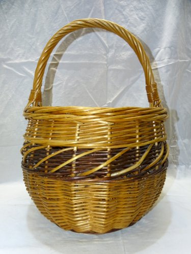 -JOLI PANIER  EN OSIER TRESSE ROND et BI COLORE PANIER pour COURSES au MARCHE  D