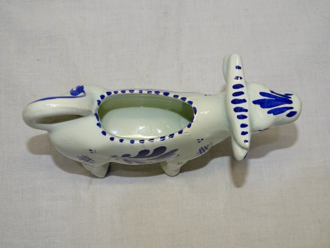 -JOLI PETIT CREMIER FORME VACHE BLEU de DELFT HOLLANDE COLLECTION VITRINE    D
