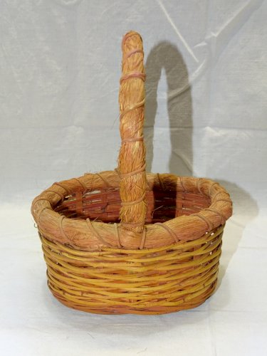 -JOLI PETIT PANIER DECORATIF EN OSIER TRESSE FRUITS ET FLEURS DEVANT  DECO   D