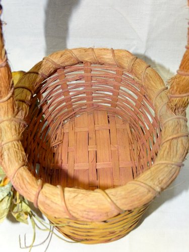 -JOLI PETIT PANIER DECORATIF EN OSIER TRESSE FRUITS ET FLEURS DEVANT  DECO   D