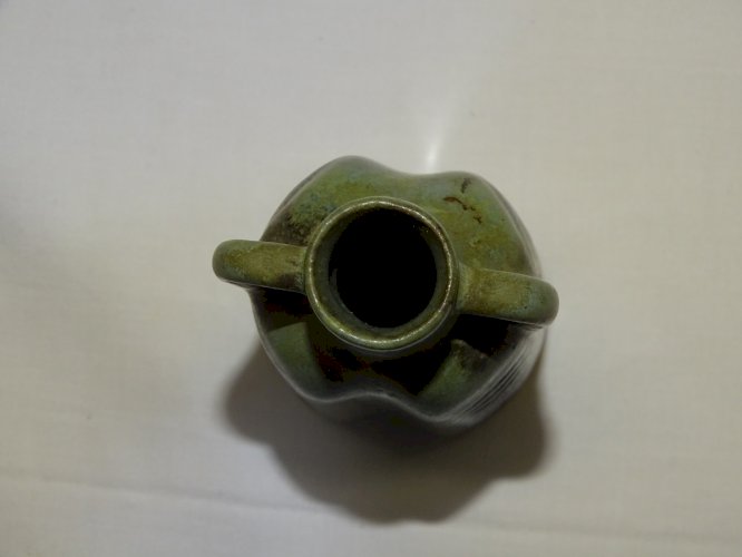 -JOLI PETIT VASE GRES à COULURES  signé DENBAC HAUTEUR 11,1 cm COLLECTION   D