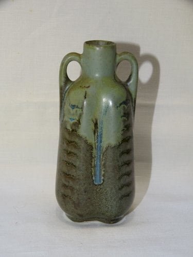 -JOLI PETIT VASE GRES à COULURES  signé DENBAC HAUTEUR 11,1 cm COLLECTION   D