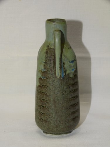 -JOLI PETIT VASE GRES à COULURES  signé DENBAC HAUTEUR 11,1 cm COLLECTION   D