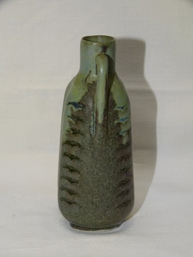 -JOLI PETIT VASE GRES à COULURES  signé DENBAC HAUTEUR 11,1 cm COLLECTION   D
