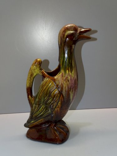 -JOLI PICHET CANARD CERAMIQUE MARRON Flammé COLLECTION VINTAGE DECO VITRINE