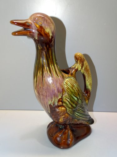-JOLI PICHET CANARD CERAMIQUE MARRON Flammé COLLECTION VINTAGE DECO VITRINE