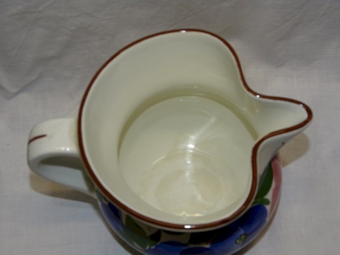 -JOLI PICHET CERAMIQUE VINTAGE ITALY CALVANI GROSSES FLEURS colorées  Déco XXe D