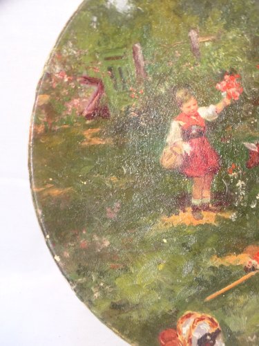 - JOLI PLAT DECORATIF CERAMIQUE  IMPRESSIONNISTE Signé TARAZONA et daté 1918   D