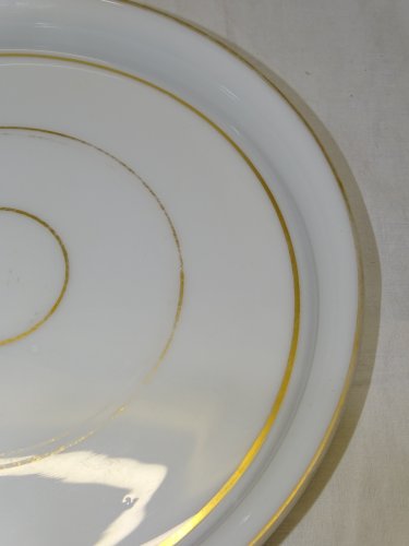 -JOLI PLATEAU OPALINE DE CRISTAL NAPOLEON III XIXe NIII COLLECTION DECO TABLE  D
