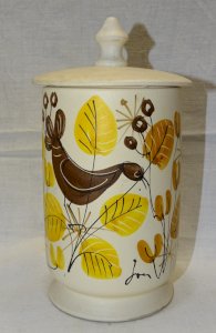-JOLI POT COUVERT CERAMIQUE VINTAGE ANNEES 1950 Signé COLLECTION GOUT CAPRON