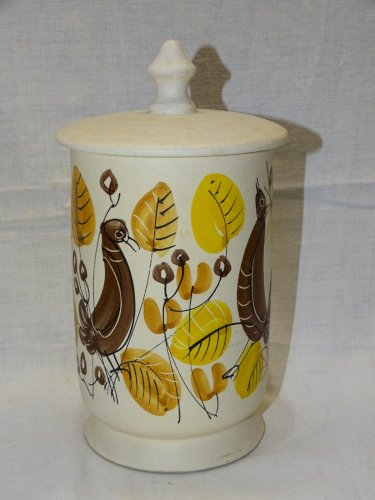-JOLI POT COUVERT CERAMIQUE VINTAGE ANNEES 1950 Signé COLLECTION GOUT CAPRON