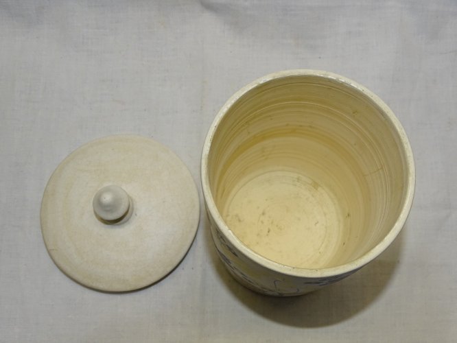 -JOLI POT COUVERT CERAMIQUE VINTAGE ANNEES 1950 Signé COLLECTION GOUT CAPRON