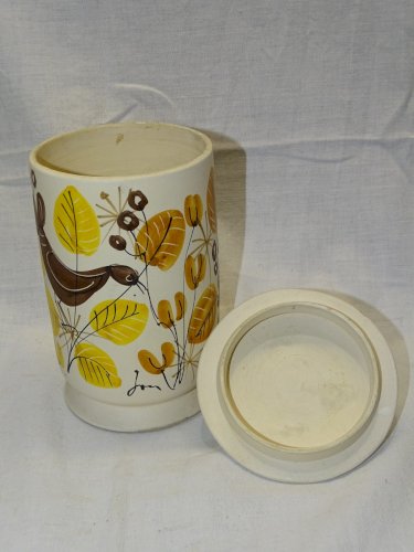 -JOLI POT COUVERT CERAMIQUE VINTAGE ANNEES 1950 Signé COLLECTION GOUT CAPRON