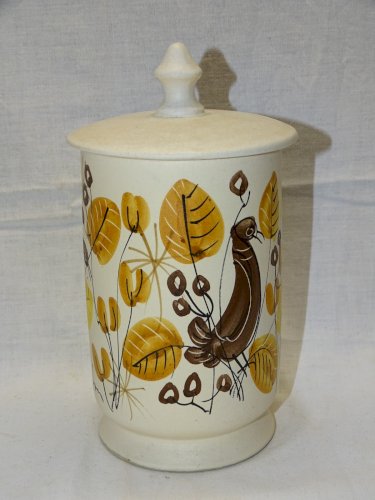 -JOLI POT COUVERT CERAMIQUE VINTAGE ANNEES 1950 Signé COLLECTION GOUT CAPRON