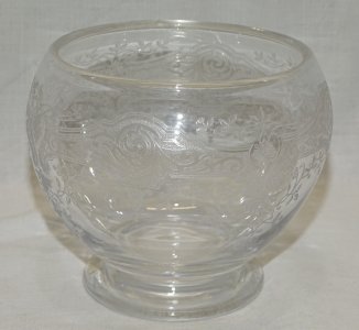 BEAUTIFUL CRYSTAL POT DECORATED WITH SWOOPS & FLOWERS Acid-etched COLLECTION DECOR