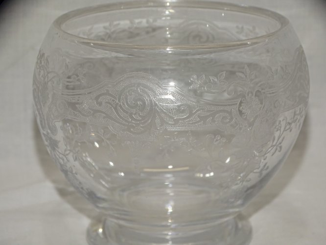 -JOLI POT CRISTAL DECOR VOLUTES & FLEURS Dégagés à l'acide COLLECTION DECO