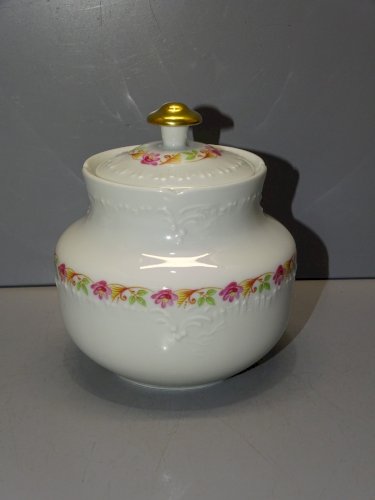 -JOLI POT SUCRIER PORCELAINE DE LIMOGES GUIRLANDE DE PETITES FLEURS    D