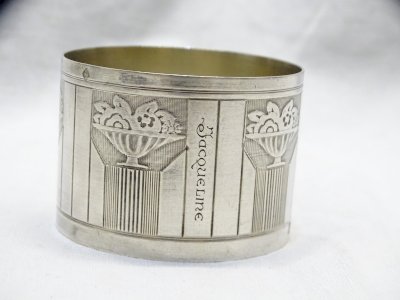 -JOLI ROND de SERVIETTE Prénom JACQUELINE en ARGENT poinçon MINERVE TITRE 2
