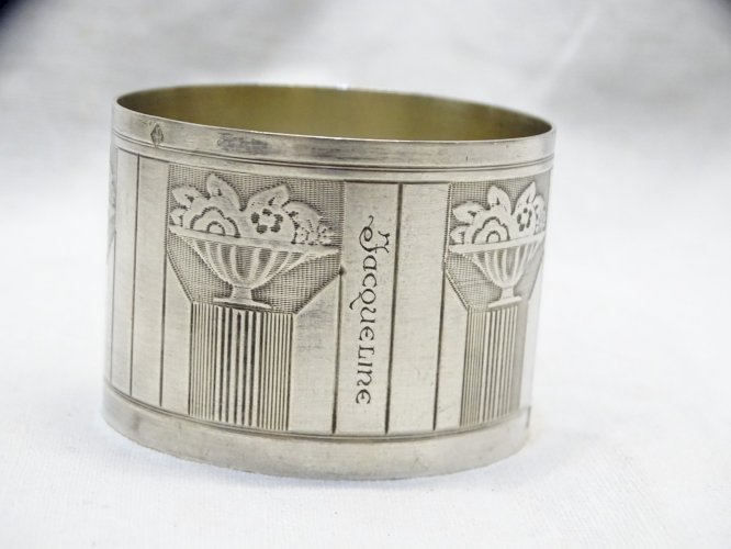 -JOLI ROND de SERVIETTE Prénom JACQUELINE en ARGENT poinçon MINERVE TITRE 2