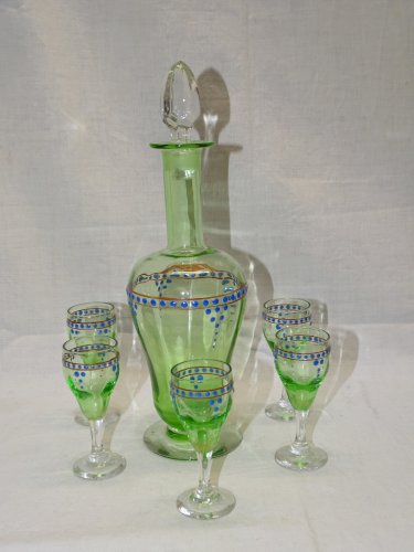 -JOLI SERVICE A DEGUSTER SERVICE A LIQUEUR VERRE OURALINE 1 CARAFE 5 VERRES   D