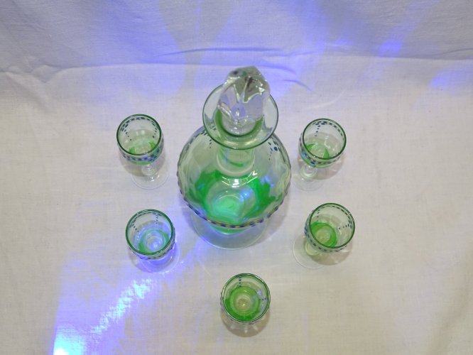 -JOLI SERVICE A DEGUSTER SERVICE A LIQUEUR VERRE OURALINE 1 CARAFE 5 VERRES   D