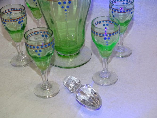 -JOLI SERVICE A DEGUSTER SERVICE A LIQUEUR VERRE OURALINE 1 CARAFE 5 VERRES   D