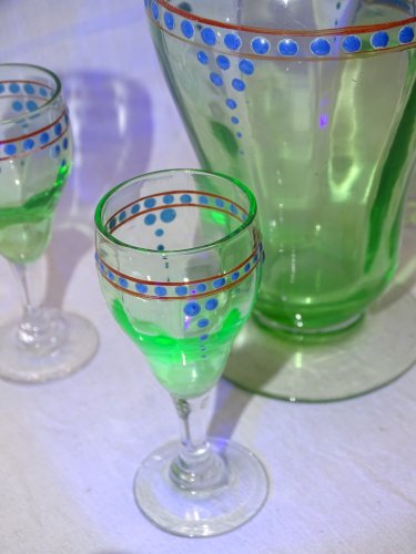 -JOLI SERVICE A DEGUSTER SERVICE A LIQUEUR VERRE OURALINE 1 CARAFE 5 VERRES   D