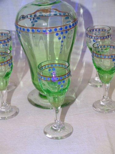 -JOLI SERVICE A DEGUSTER SERVICE A LIQUEUR VERRE OURALINE 1 CARAFE 5 VERRES   D