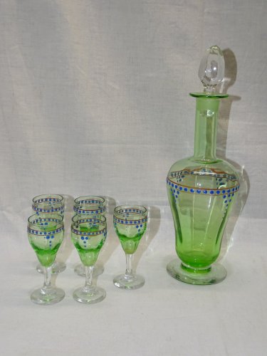 -JOLI SERVICE A DEGUSTER SERVICE A LIQUEUR VERRE OURALINE 1 CARAFE 5 VERRES   D
