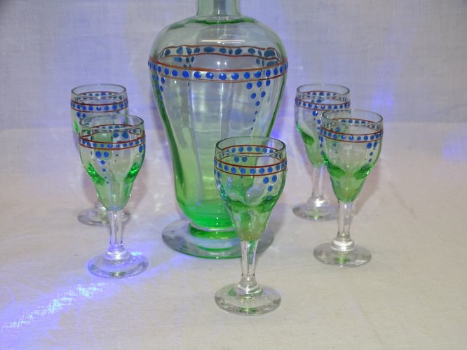 -JOLI SERVICE A DEGUSTER SERVICE A LIQUEUR VERRE OURALINE 1 CARAFE 5 VERRES   D