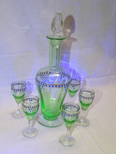 -JOLI SERVICE A DEGUSTER SERVICE A LIQUEUR VERRE OURALINE 1 CARAFE 5 VERRES   D