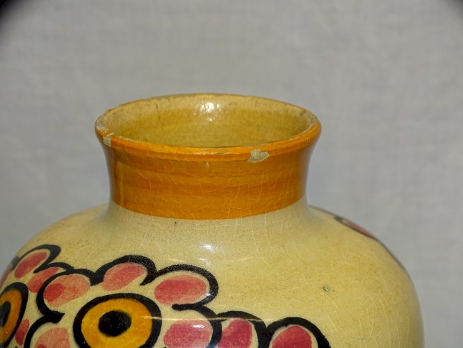 -JOLI VASE ART DECO CERAMIQUE ALFRED RENOLEAU signé AR.A COLLECTION VITRINE   D