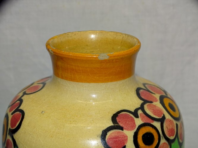 -JOLI VASE ART DECO CERAMIQUE ALFRED RENOLEAU signé AR.A COLLECTION VITRINE   D