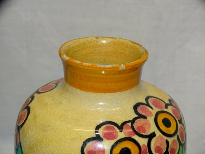 -JOLI VASE ART DECO CERAMIQUE ALFRED RENOLEAU signé AR.A COLLECTION VITRINE   D