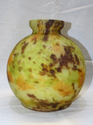 - JOLI VASE BOULE VERRE MARMOREEN  DELATTE NANCY marque éffacée VERS  1930   D