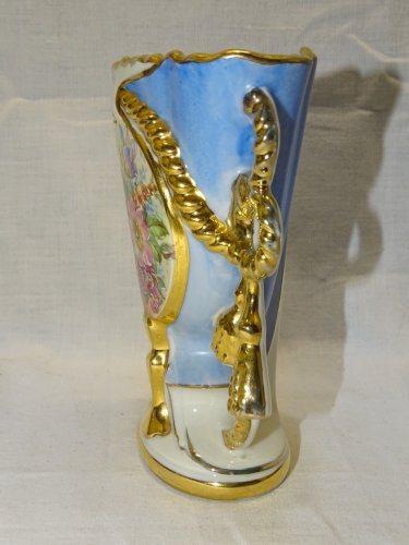 - JOLI VASE DE MARIEE PORCELAINE Signé LUCIEN MICHELAUD FLEURS REHAUTS EMAIL  D