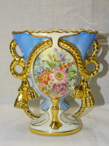 - JOLI VASE DE MARIEE PORCELAINE Signé LUCIEN MICHELAUD FLEURS REHAUTS EMAIL  D