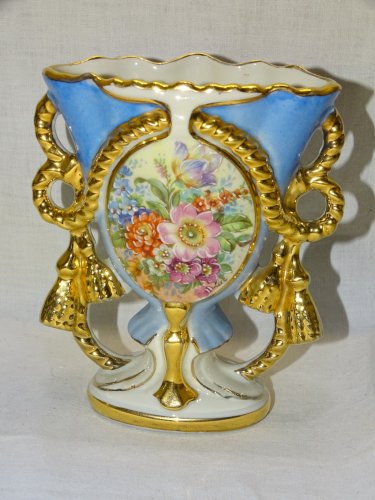 - JOLI VASE DE MARIEE PORCELAINE Signé LUCIEN MICHELAUD FLEURS REHAUTS EMAIL  D